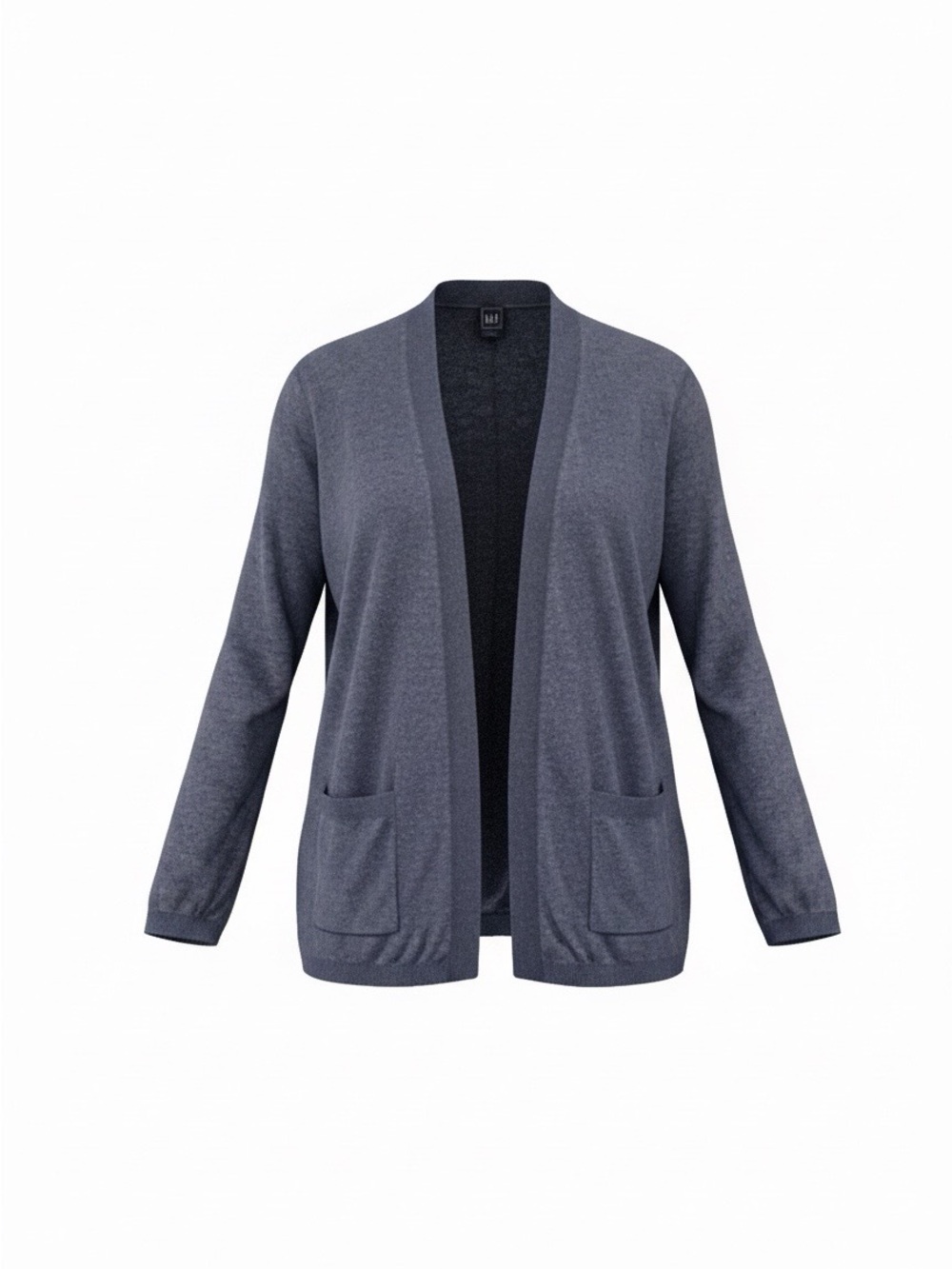 Classic Open-Front Women's Cardigan Sweater - Dark Navy/Grey